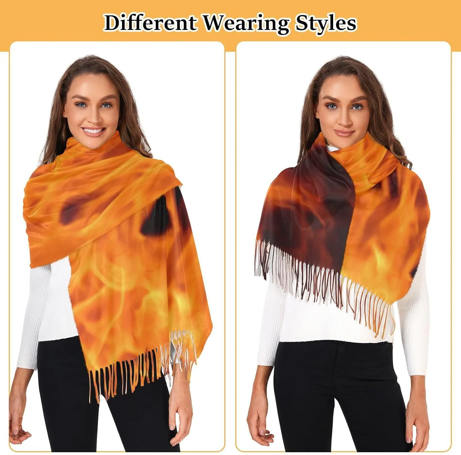 Women's Scarf Shawl Cashmere Feel Scarves Fashion Soft Winter Warm Large Scarf with Tassel