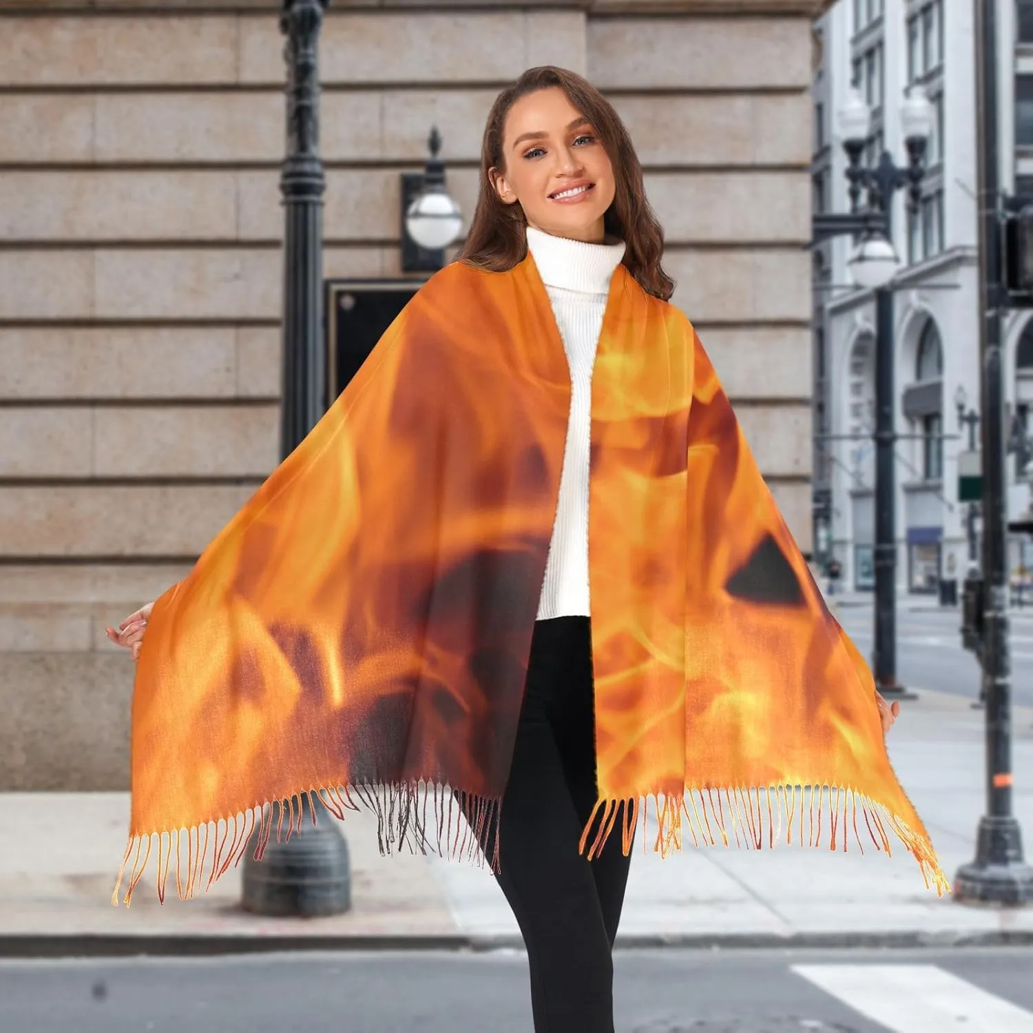 Women's Scarf Shawl Cashmere Feel Scarves Fashion Soft Winter Warm Large Scarf with Tassel