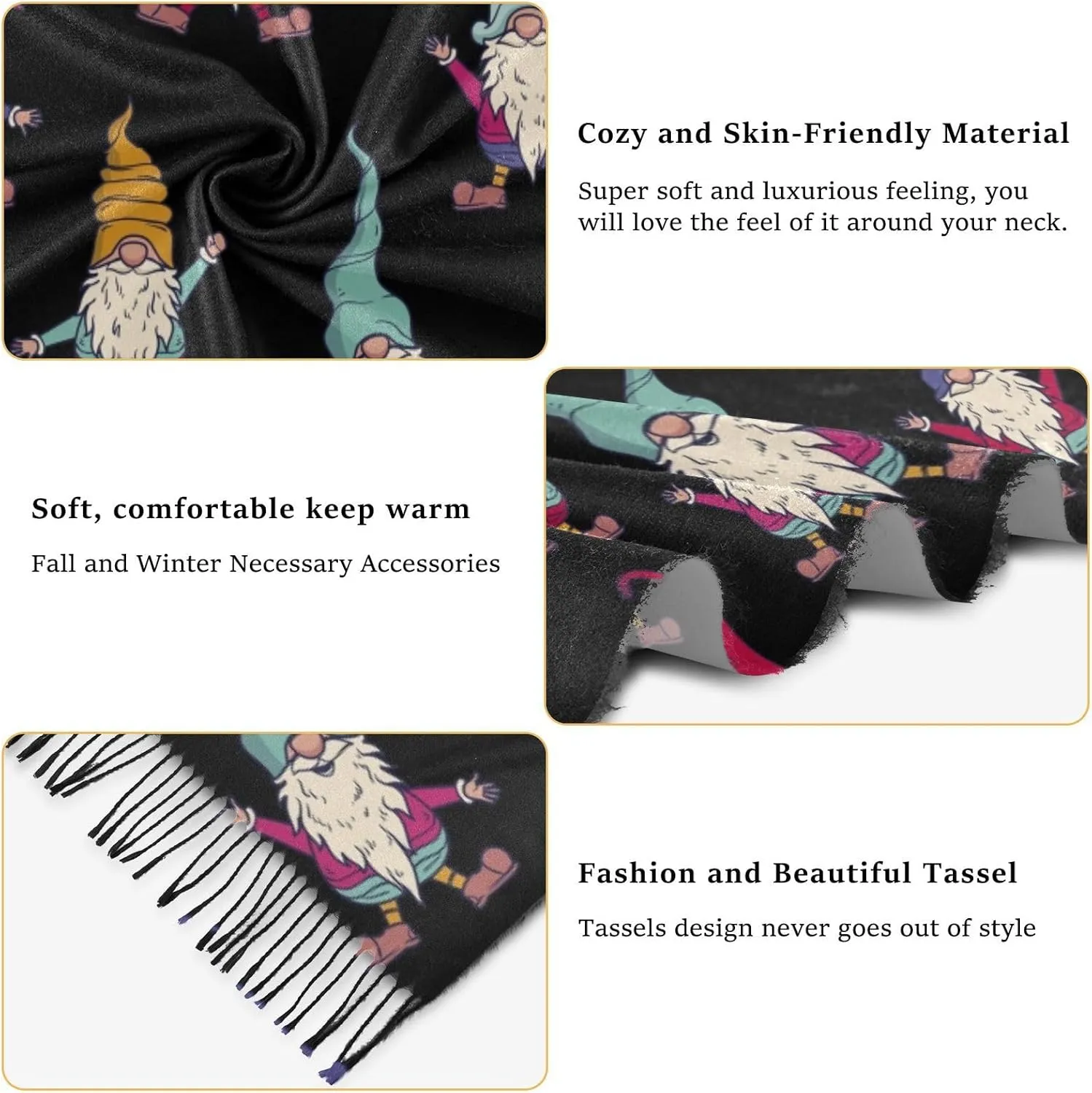 Women's Scarf Shawl Cashmere Feel Scarves Fashion Soft Winter Warm Large Scarf with Tassel