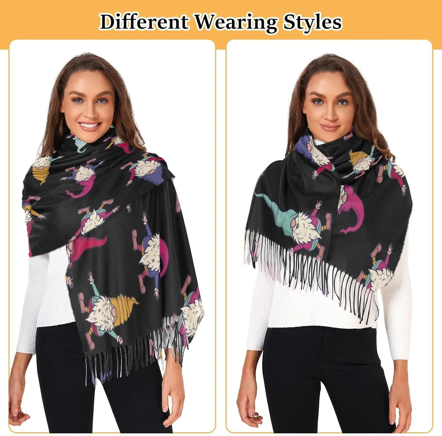 Women's Scarf Shawl Cashmere Feel Scarves Fashion Soft Winter Warm Large Scarf with Tassel
