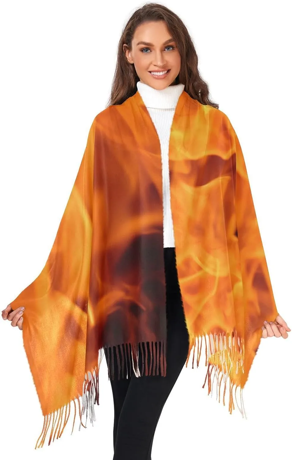 Women's Scarf Shawl Cashmere Feel Scarves Fashion Soft Winter Warm Large Scarf with Tassel