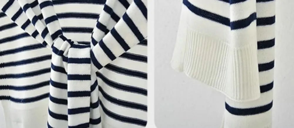 Womens Striped Pashmina Shawls and Wraps Knitted Sweater Casual Shawl Wraps Scarf Cardigan Cape Cashmere Shoulder Top