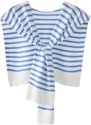 Womens Striped Pashmina Shawls and Wraps Knitted Sweater Casual Shawl Wraps Scarf Cardigan Cape Cashmere Shoulder Top
