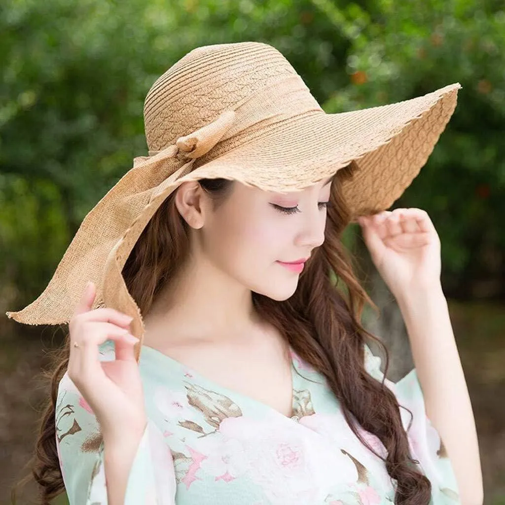 Womens Sun Hats Summer Lightweight Packable Crochet Bucket Hat for Women Straw Fedora Hat for Women