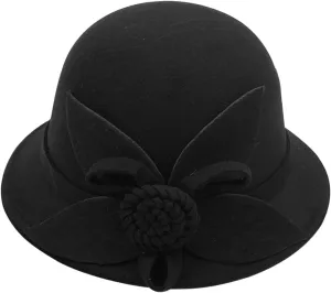 Women's Vintage Cloche Hat Winter Floral Fedora Bucket Hat Bowler Hats Elegant Solid Color Fisherman Cap