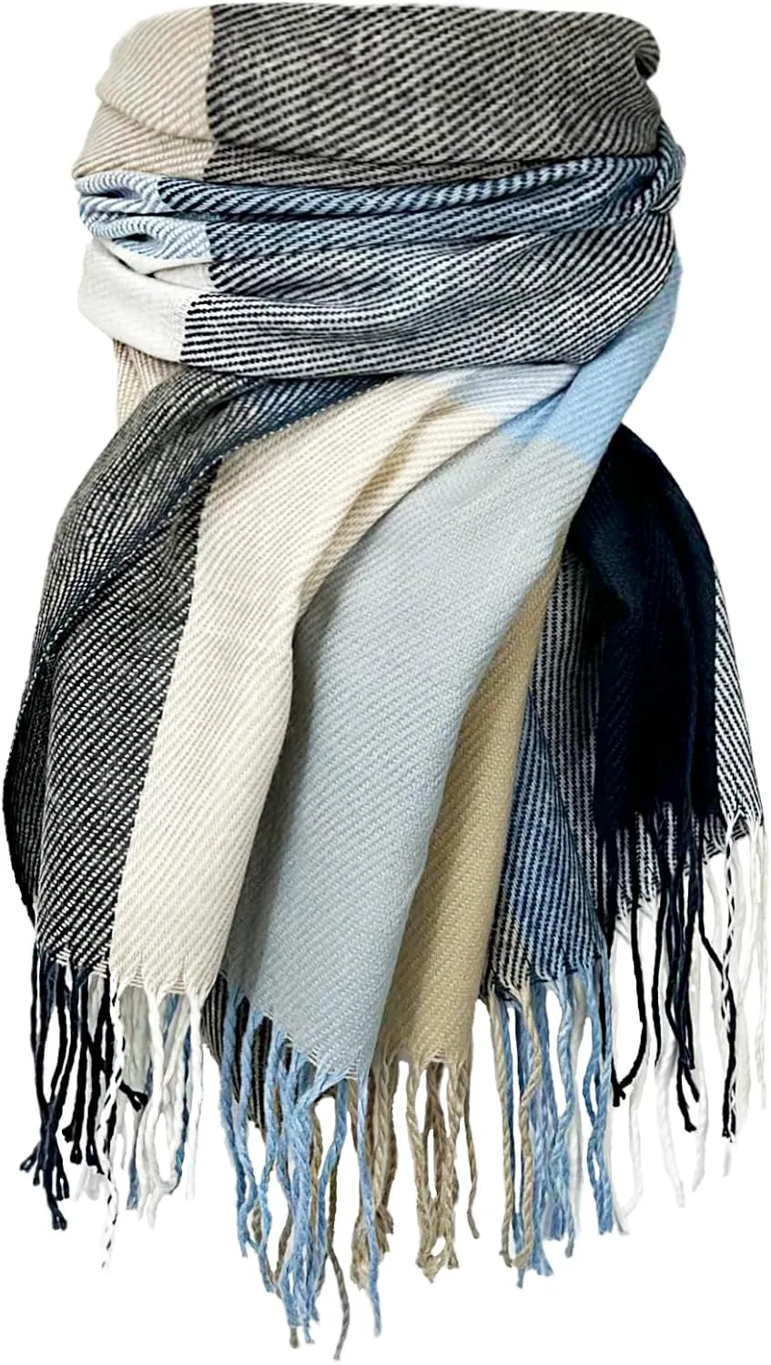 woogwin Winter Scarf for Women Cashmere Feel Plaid Warm Long Blanket Scarves Big Grid Pashmina Shawls and Wraps