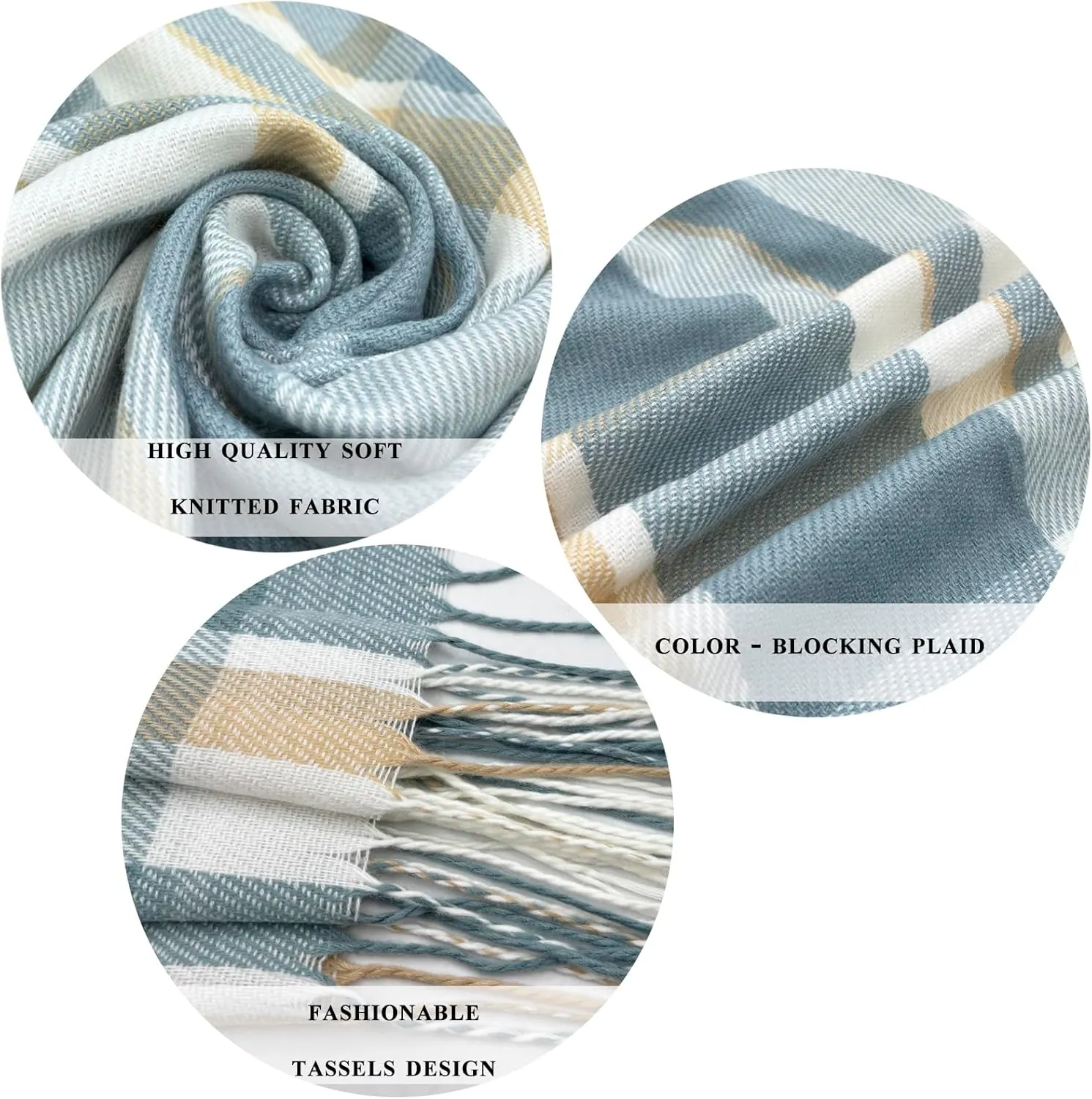woogwin Winter Scarf for Women Cashmere Feel Plaid Warm Long Blanket Scarves Big Grid Pashmina Shawls and Wraps