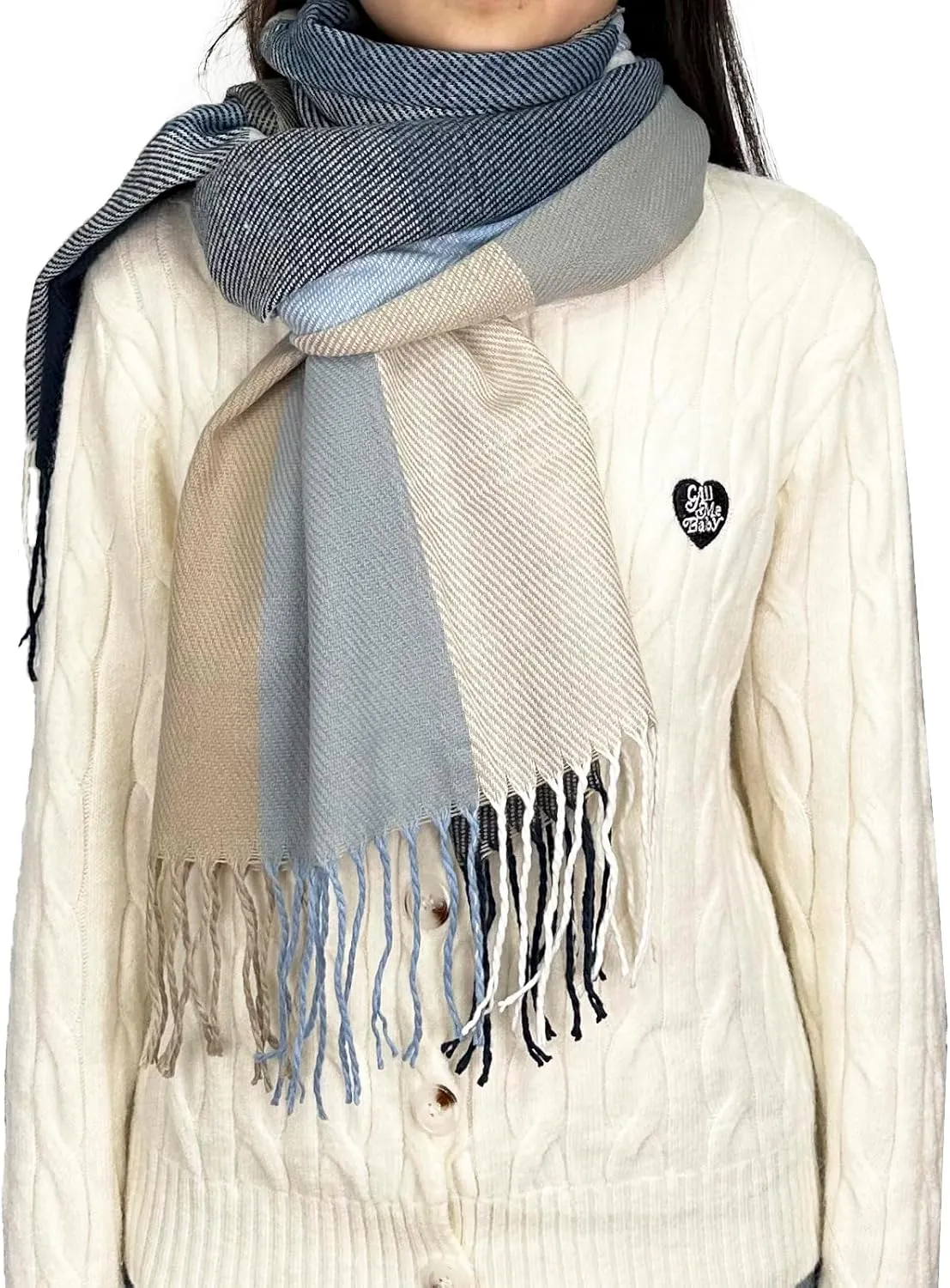 woogwin Winter Scarf for Women Cashmere Feel Plaid Warm Long Blanket Scarves Big Grid Pashmina Shawls and Wraps