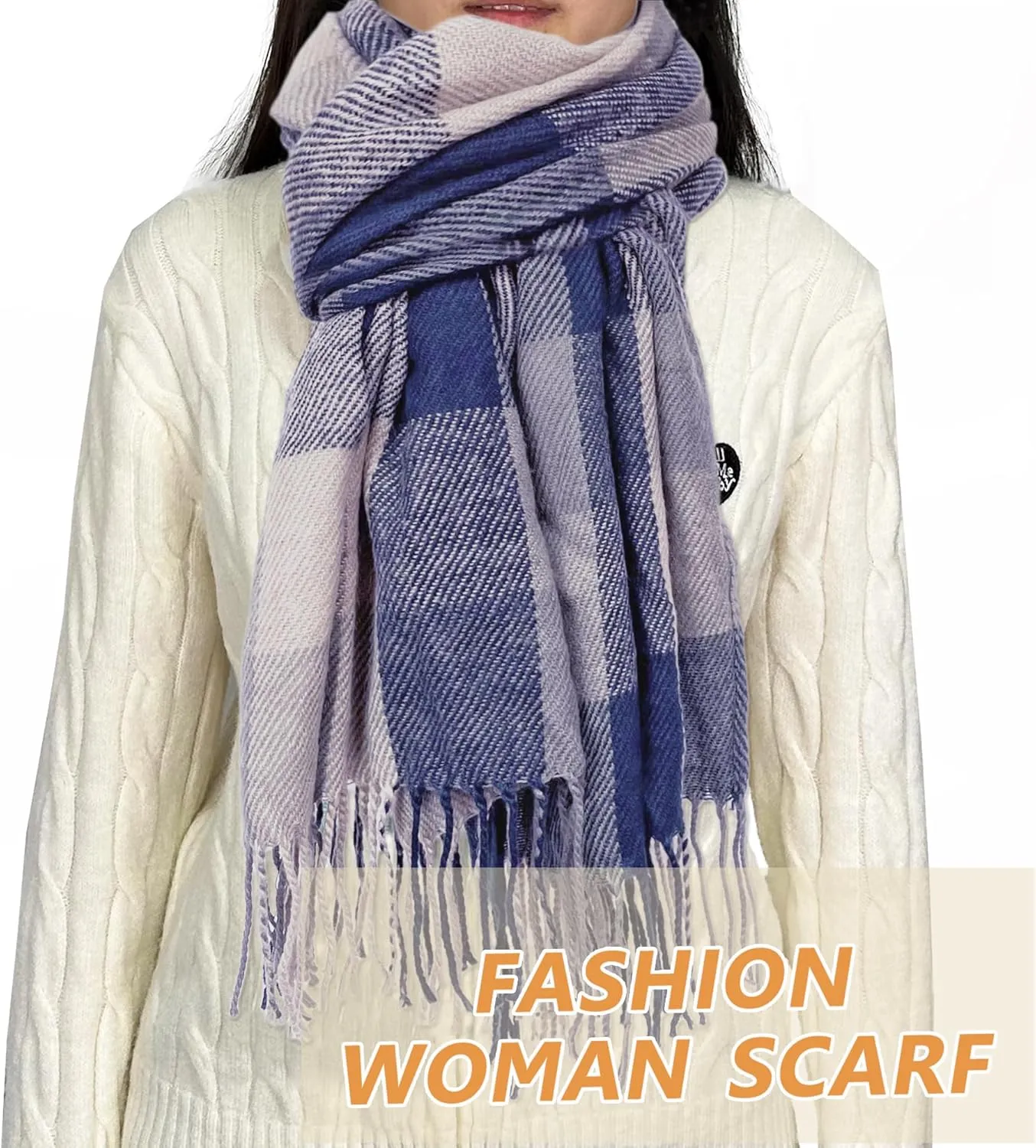 woogwin Winter Scarf for Women Cashmere Feel Plaid Warm Long Blanket Scarves Big Grid Pashmina Shawls and Wraps