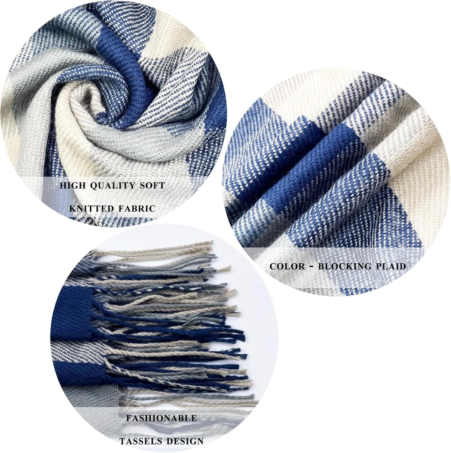 woogwin Winter Scarf for Women Cashmere Feel Plaid Warm Long Blanket Scarves Big Grid Pashmina Shawls and Wraps