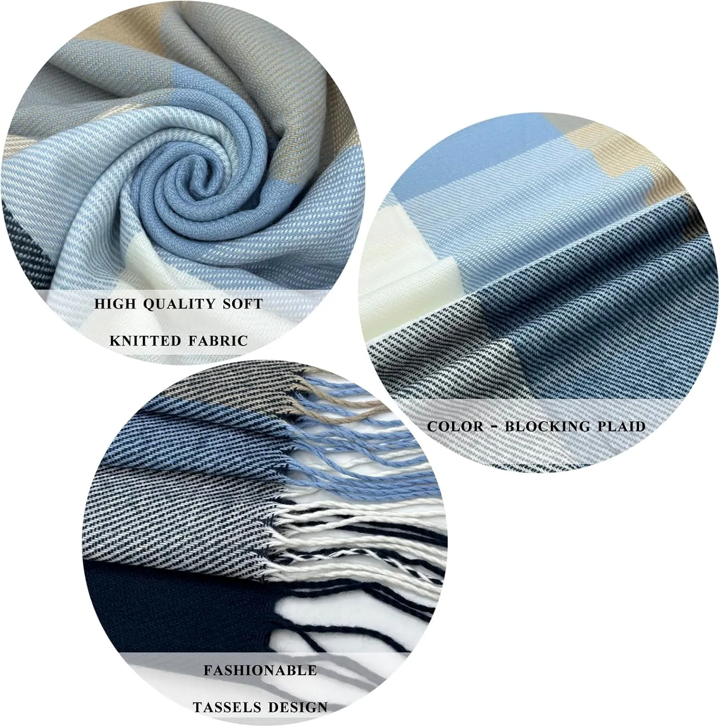 woogwin Winter Scarf for Women Cashmere Feel Plaid Warm Long Blanket Scarves Big Grid Pashmina Shawls and Wraps