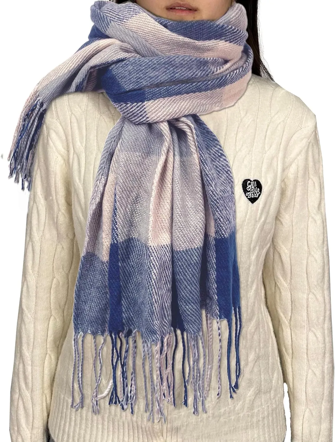 woogwin Winter Scarf for Women Cashmere Feel Plaid Warm Long Blanket Scarves Big Grid Pashmina Shawls and Wraps