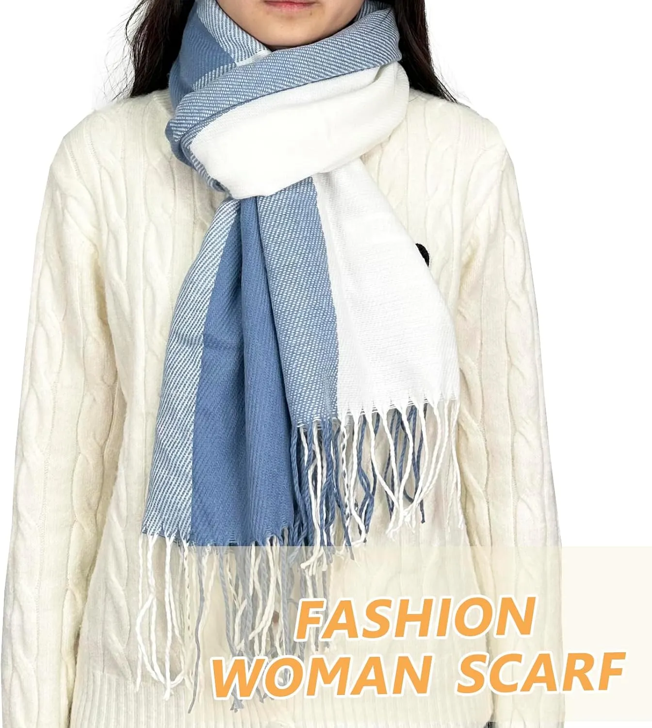 woogwin Winter Scarf for Women Cashmere Feel Plaid Warm Long Blanket Scarves Big Grid Pashmina Shawls and Wraps