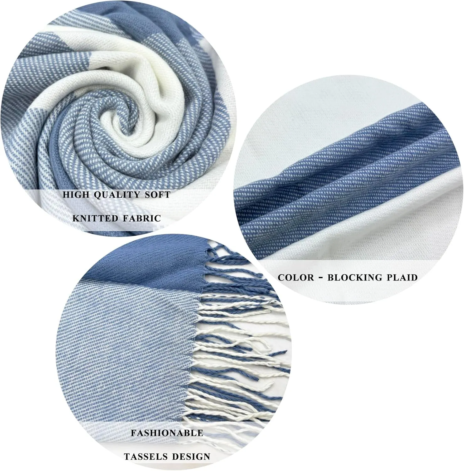 woogwin Winter Scarf for Women Cashmere Feel Plaid Warm Long Blanket Scarves Big Grid Pashmina Shawls and Wraps