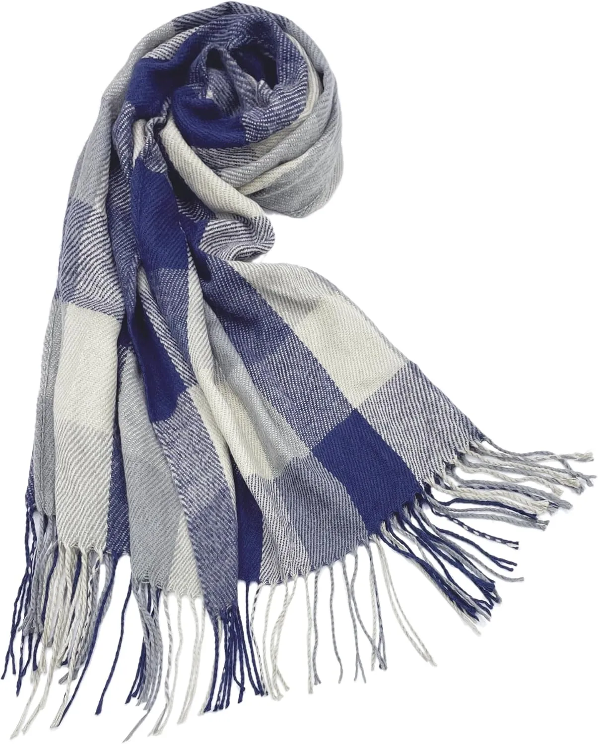 woogwin Winter Scarf for Women Cashmere Feel Plaid Warm Long Blanket Scarves Big Grid Pashmina Shawls and Wraps