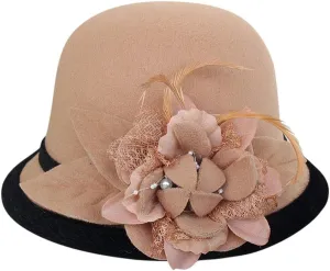 Wool Cloche Hat for Women Winter Bucket Hat 1920s Vintage Floral Fedoras Hat Fedoras Church Cap Fedoras 2024