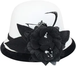 Wool Cloche Hat for Women Winter Bucket Hat 1920s Vintage Floral Fedoras Hat Fedoras Church Cap Fedoras 2024