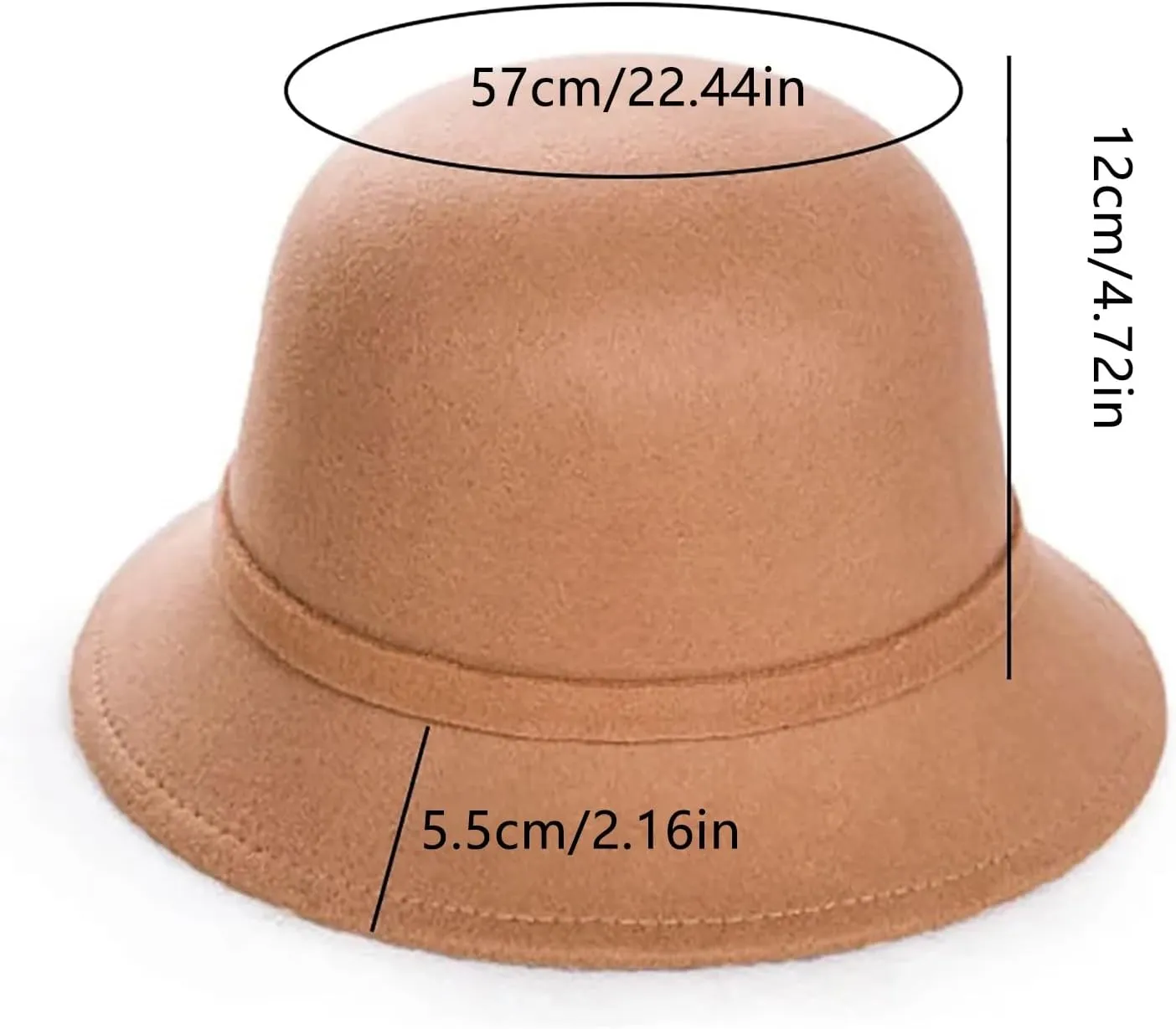 Woolen Fisherman's Hat Women's Autumn and Winter Casual Bowler Hat Wrapped Rim Flowers Fisherman's Bowler Hat Cap