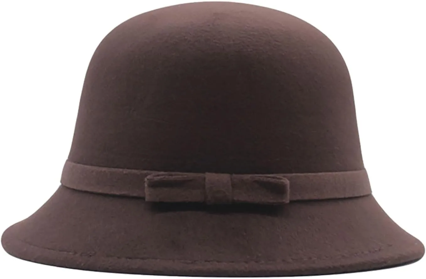 Woolen Fisherman's Hat Women's Autumn and Winter Casual Bowler Hat Wrapped Rim Flowers Fisherman's Bowler Hat Cap