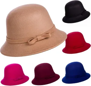 Woolen Fisherman's Hat Women's Autumn and Winter Casual Bowler Hat Wrapped Rim Flowers Fisherman's Bowler Hat Cap