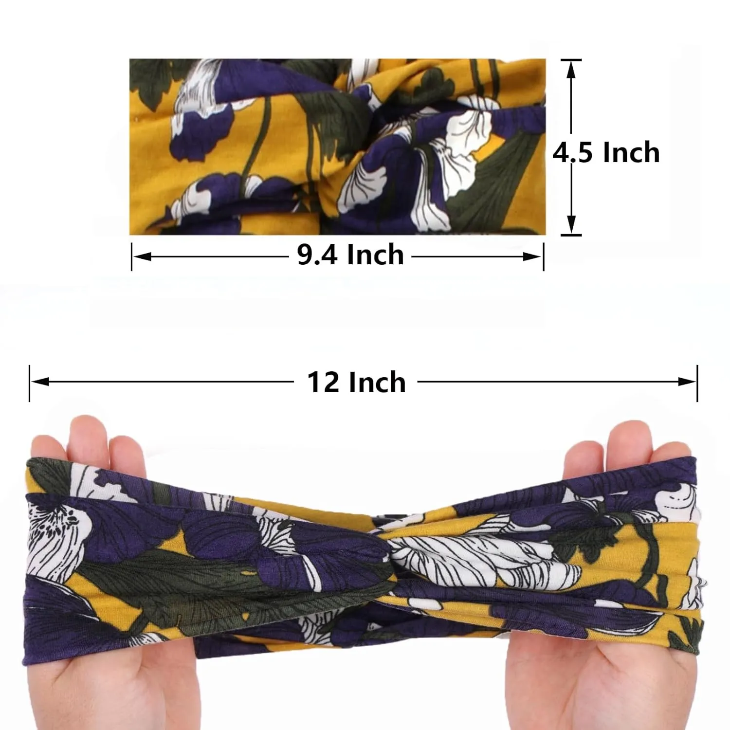 XTREND 6 Pcs Women's Headbands Twisted Cross Elastic Hairbands Yoga Workout Non-Slip Sweat Soft Headbands Solid Color Simple Versatile Hair Accessory Head bands