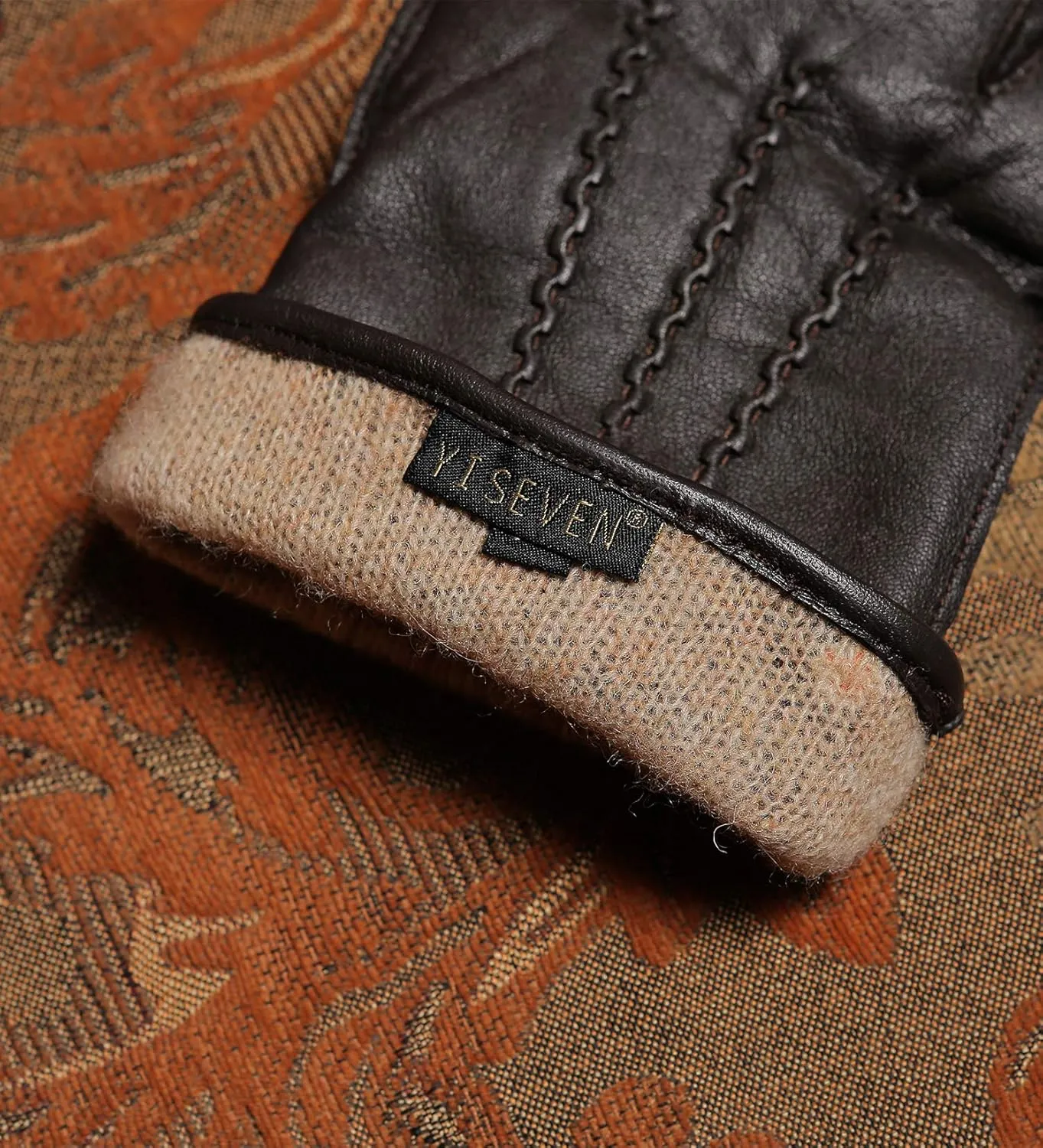 YISEVEN Winter Men's Touchscreen Warm Lambskin Leather Gloves