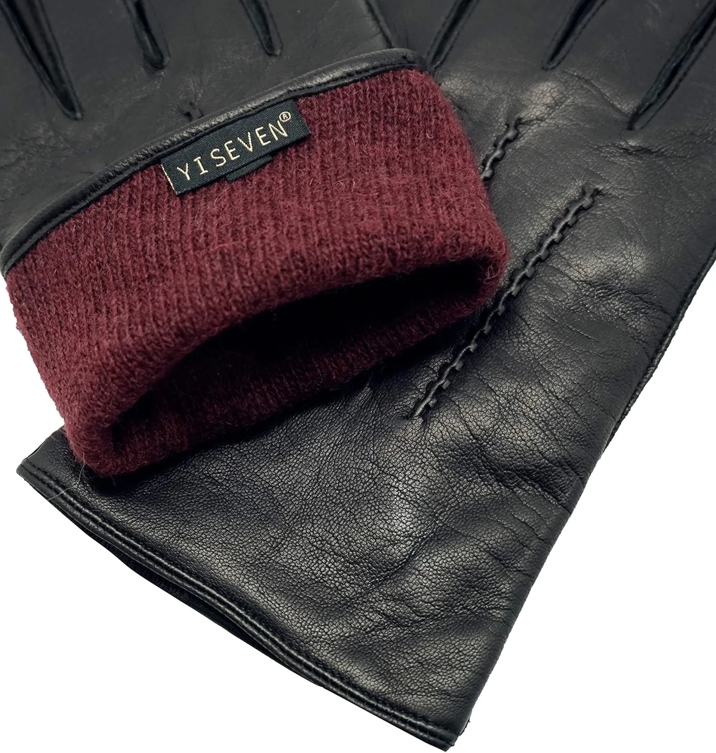 YISEVEN Winter Men's Touchscreen Warm Lambskin Leather Gloves