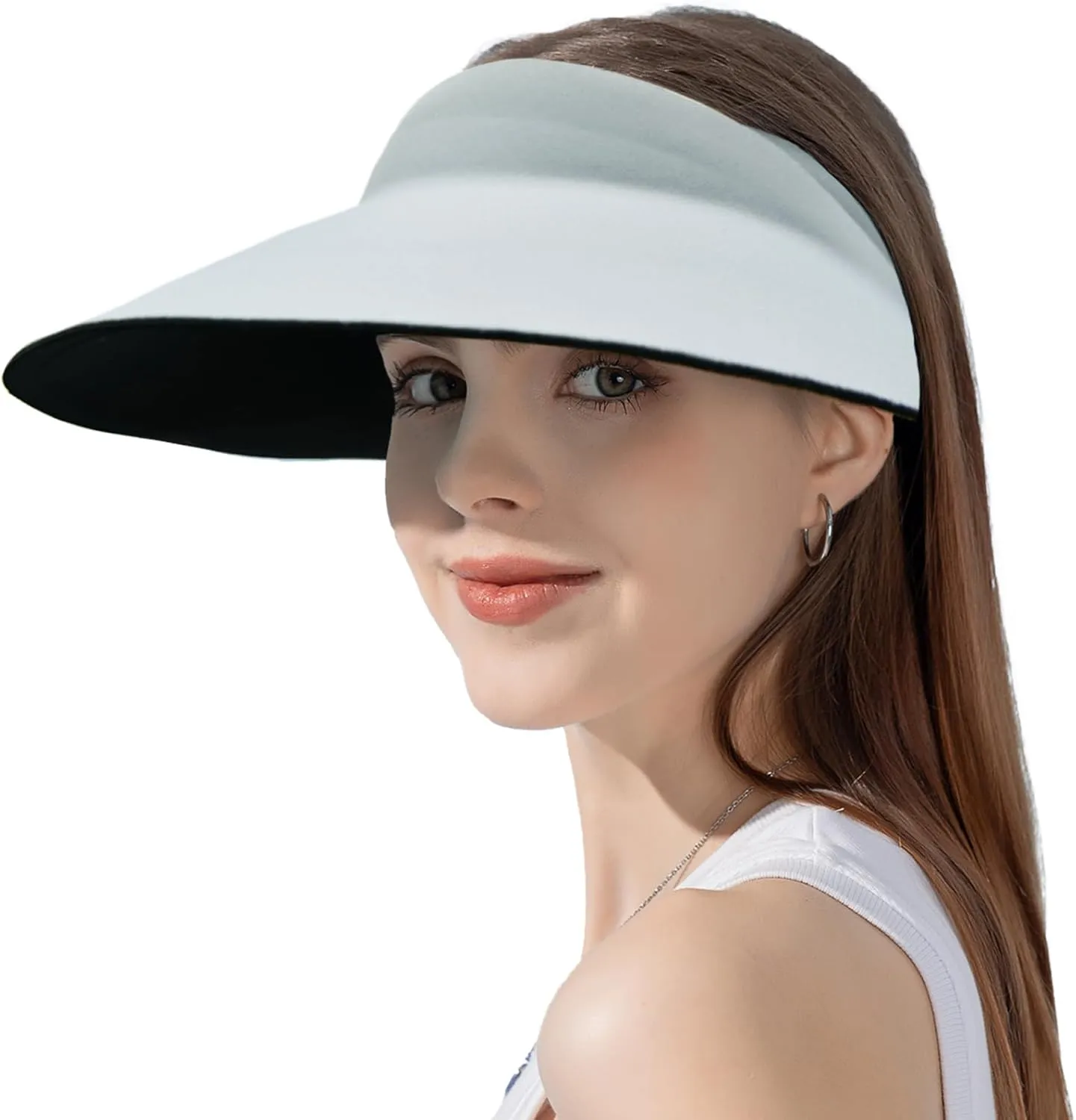 ZOORON Sun Visor Hats for Women Men Wide Brim Sun Hats Women Men Adjustable Ponytail Sun Hats Foldable UPF 50 