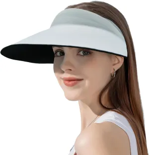 ZOORON Sun Visor Hats for Women Men Wide Brim Sun Hats Women Men Adjustable Ponytail Sun Hats Foldable UPF 50 