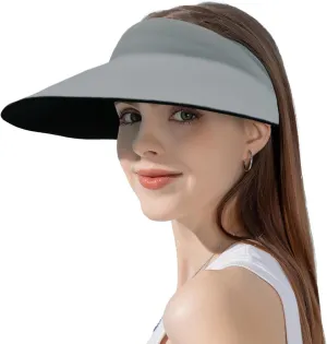 ZOORON Sun Visor Hats for Women Men Wide Brim Sun Hats Women Men Adjustable Ponytail Sun Hats Foldable UPF 50 