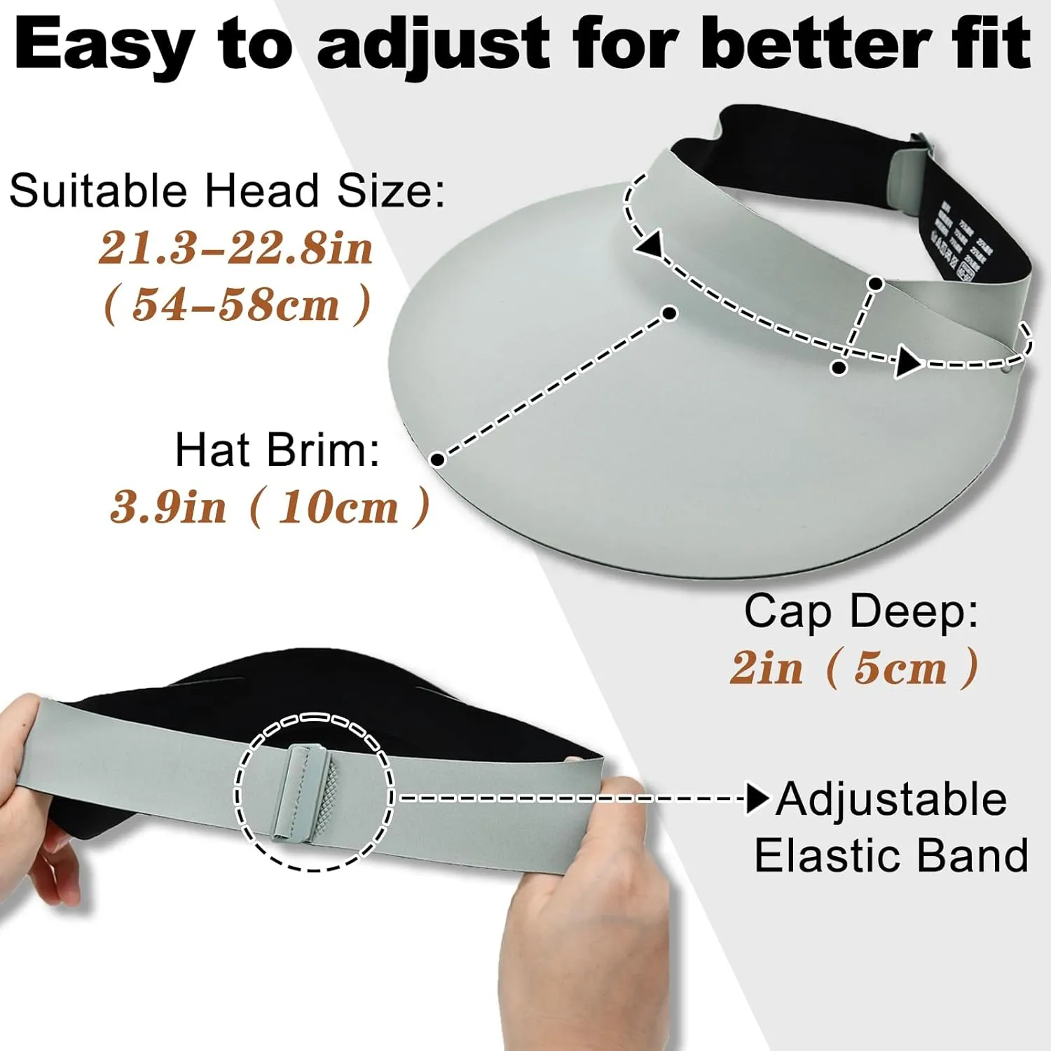ZOORON Sun Visor Hats for Women Men Wide Brim Sun Hats Women Men Adjustable Ponytail Sun Hats Foldable UPF 50 