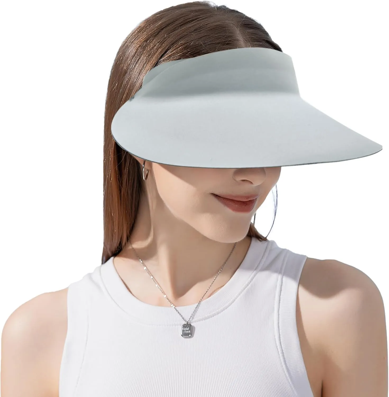 ZOORON Sun Visor Hats for Women Men Wide Brim Sun Hats Women Men Adjustable Ponytail Sun Hats Foldable UPF 50 